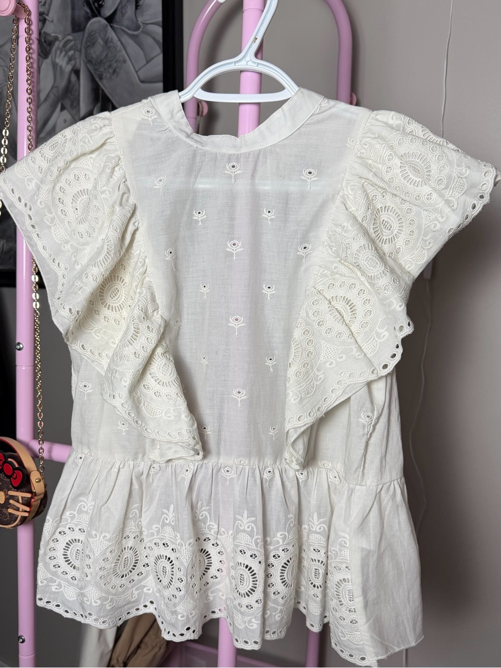 ASOS | NWT CREAM RUFFLE PEPLUM TOP - Picture 2 of 9
